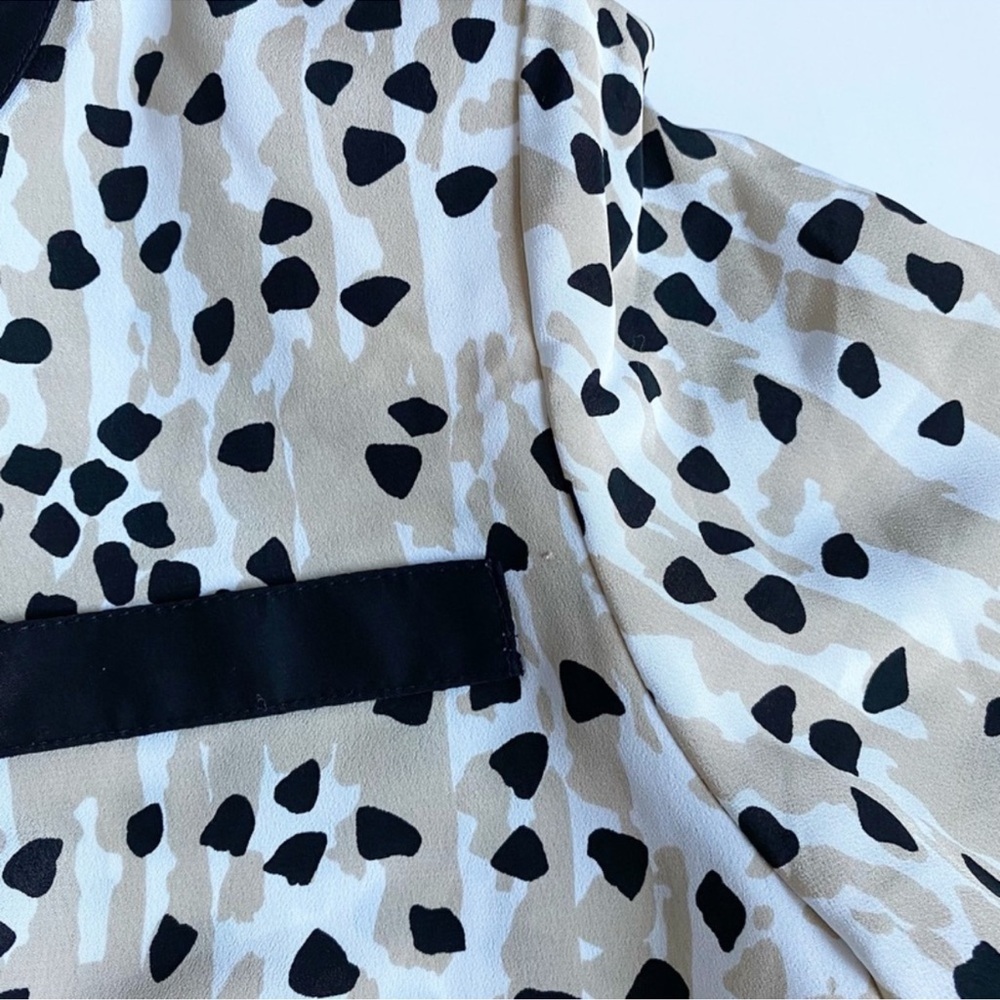 Vintage Andrea Gayle Tan Spotted Prints Button Up Bomber Blouse - Picture 13 of 14